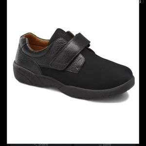 Dr Comfort Men's Black Leather Velcro Sneakers